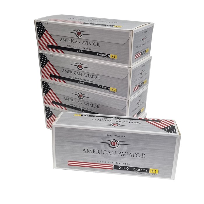 Сигаретные гильзы  AMERICAN AVIATOR CARBON (угольный фильтр) 200шт - фото 5278