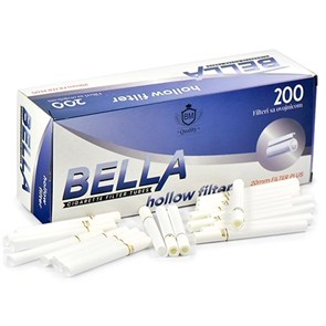 Сигаретные гильзы Bella - 20мм Filter Plus Hollow Твердый фильтр (200 шт.)