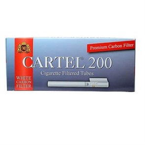 Сигаретные гильзы CARTEL WHITE CARBON  угольный фильтр 20мм 200 шт