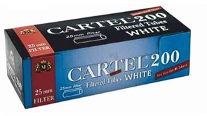 Сигаретные гильзы CARTEL WHITE фильтр 8 на 25мм. Белый фильтр